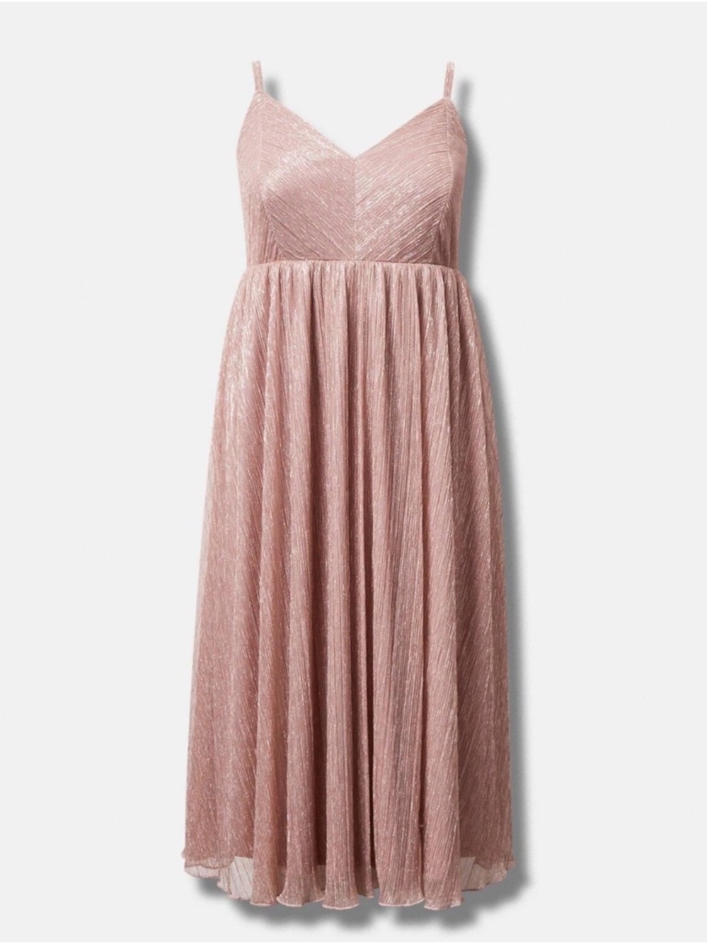 Torrid Tea Length Plisse Pleated Bodice Sleeveless Pink Dress Sz 1X Maxi Smocked